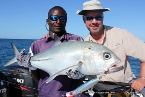 Big Eye on popper, one of many kingfish species on Bazaruto