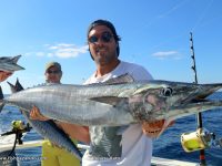 Nice wahoo have been plentyful, here´s Pedro showing the best speciment out of a triple strike on a day they caught / released 27 game fish.
