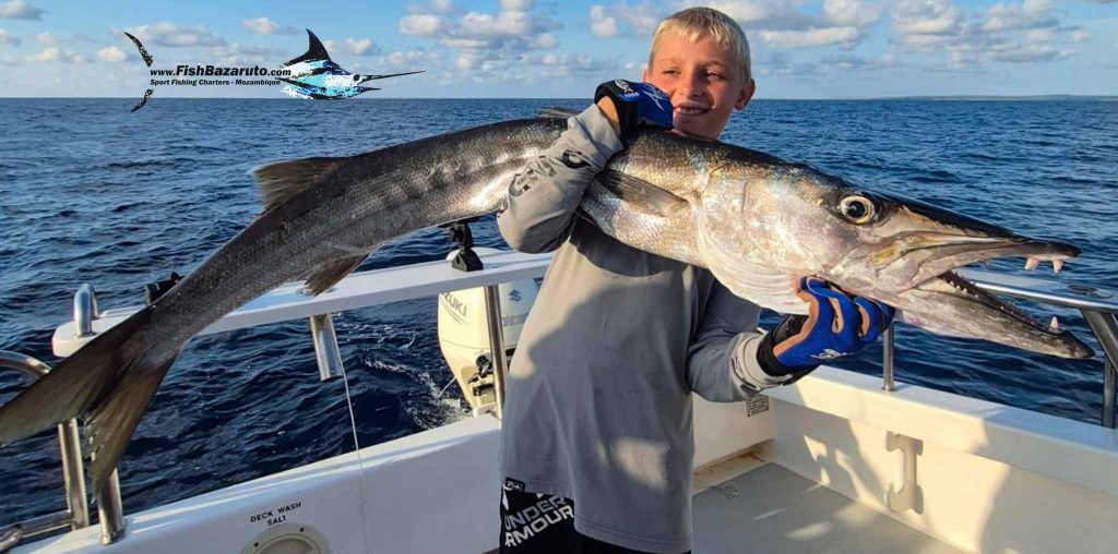 Fishing Bazaruto with the kids - barracuda